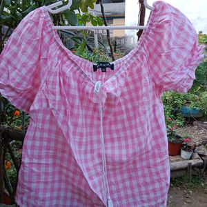 Pink And White  Cotton Top