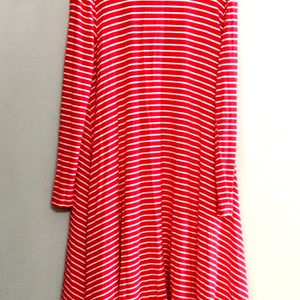 Full Sleeve Red Stripped Loose Fit Dress ❤️👗