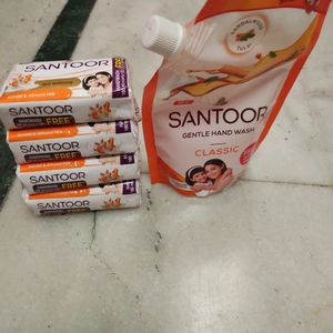 Santoor Soaps With Hand Wash Free