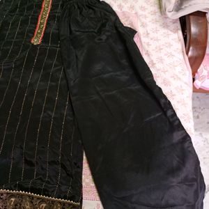 New Black Suit With Pajama And Dupatta