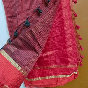 Double Colour Red Saree