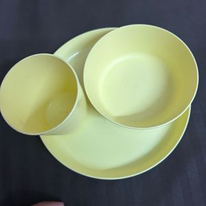 Ikea Yellow Set Of Plate, Bowl And Glass