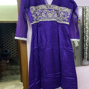 Heavy Embroidered Purple Kurti