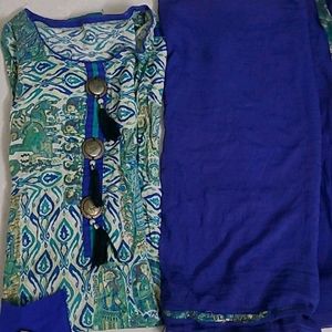 Stylish Cotton Plazoo Suit With Lace Dupatta