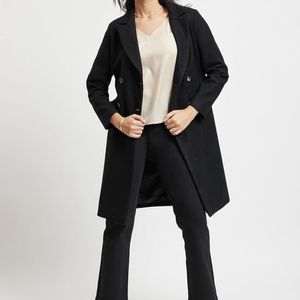 Fable street Double Breasted Overcoat Black