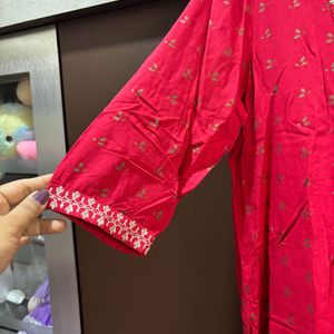 Embroidered Red Kurta