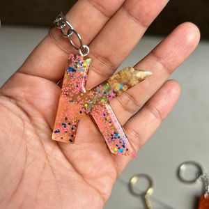 Five Handmade Resin Keychain Letter K