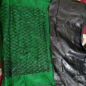 Black And Green Work Saree