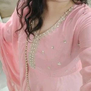 Peach Anarkali Kurthi Set