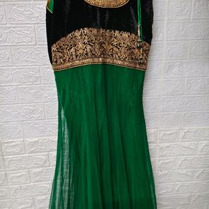 Majestic Green and Black Anarkali M Size