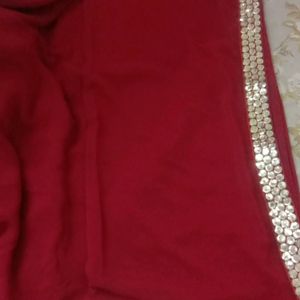 Maroon Colour Saree Golden Chamki Border