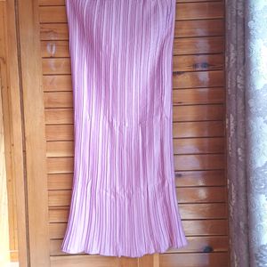 Purple Satin Pleated Skirt