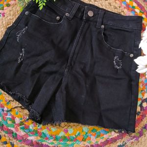 Denim Shorts | Black | Waist Size : 24-26