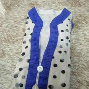 Collar Neck Blue And White Kurti