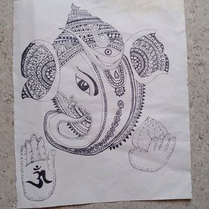 Ganpati Bappa Madhubani Art