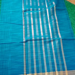 Cotton Saree With Gold Border