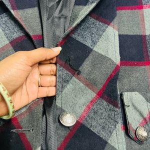 Woolen Check Coat