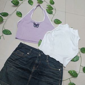 Set Of 2 Tops And Y2K Skirt