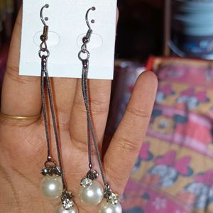 Beautiful Long Korean Black Polish Earring