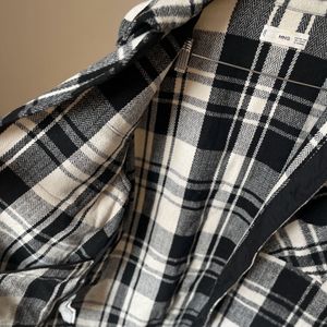 MANGO Women Black White Checked Tailored Jacket