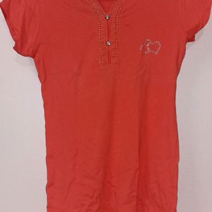 Orange Chic Moda Shirt Women Size L