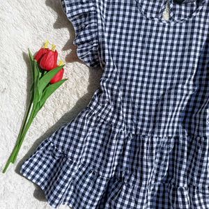 Ruffled Gingham Tiered Top