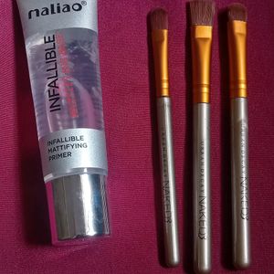 Combo - Silicon Primer And Eyeshadow Brushes