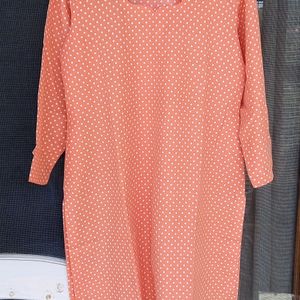 Stitched Orange Salwar Suit Set Without Dupatta