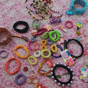 Girls Hair Clips and Necklace