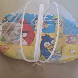 Baby Bed With Pillow And Net In Packing Bag.