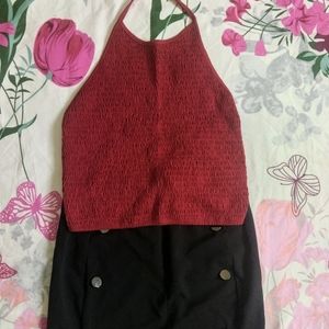 Tie Back Burgundy Crop Top