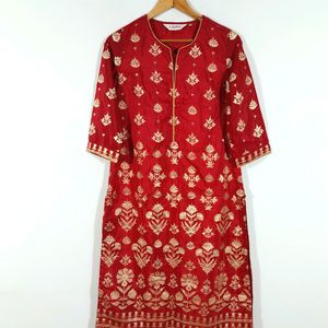 Red Printed Kurta (Women's)