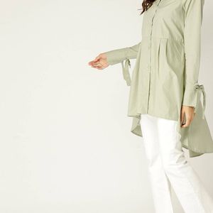 MANGO Women Green Regular Shirt