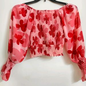 Red Colour Crop Top