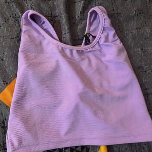 Tokyo Talkies Styled Back Crop Top- Lavender- M