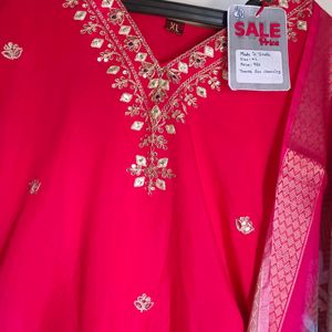 Rose Pink Colour Kurta Set With Dupatta