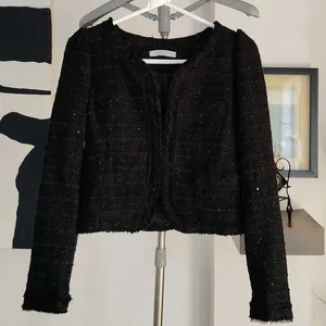 Korean Sequine Crop Tweet Jacket