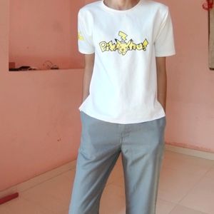 White Cute Picachu T Shirts