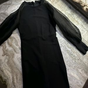 Black Midi Full Slevves Dress