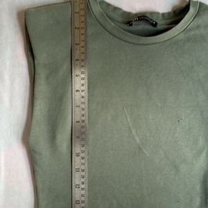 28 Zara Olive Padded Cut Sleeves Top