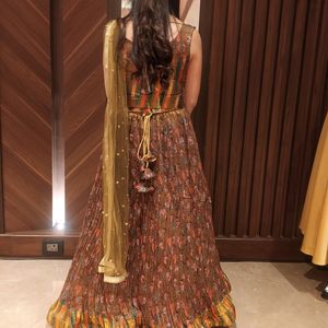 Heavy Embroided Top With Crushed Lehnga