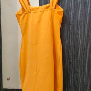 Urbanic Side Slit Yellow Bodycon Dress