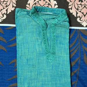 Shatranj Green Half Sleeve Kurta