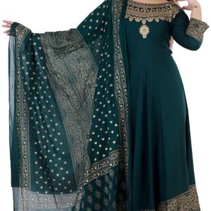 Green Anarkali Kurta With Dupatta