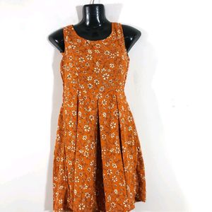 Orange Printed Dress ( Women's)