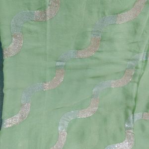 Pista Saree with Beautiful Sequence Work