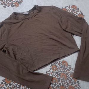 Brown Fitted Crop Top