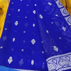 Navy Blue Cotton Saree