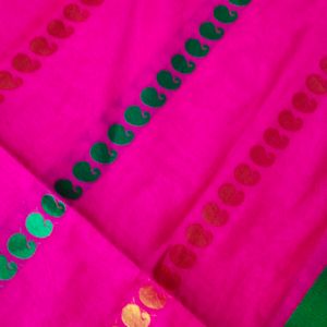 Beautiful Rose Colour Cotton Silk Saree