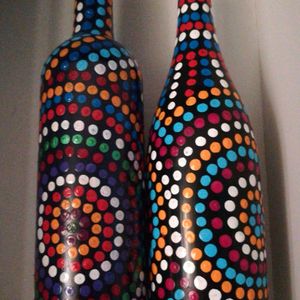 Handpainted Glass Bottles for home decor